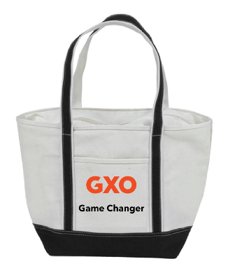 Game Changer Tote. White with Black Handles/Trim