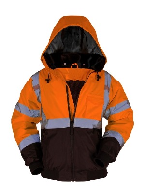 Loss Prevention High Vis Orange Safety Winter Bomber Coat