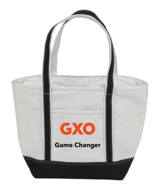 Game Changer Tote. White with Black Handles/Trim