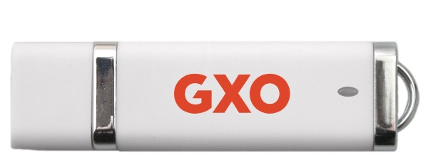 16GB Flash Drive. White with GXO logo