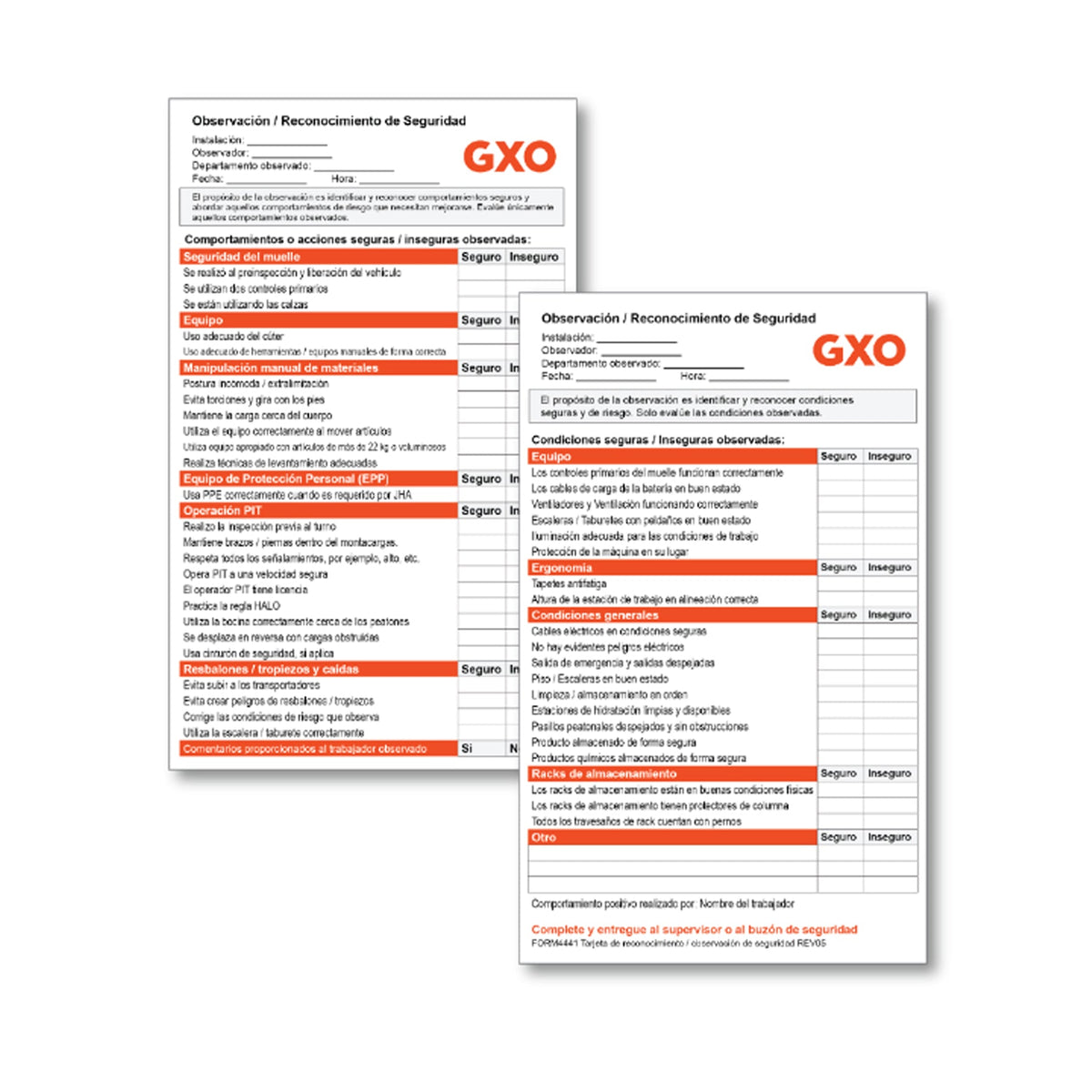 Safety Observation Form - SPANISH